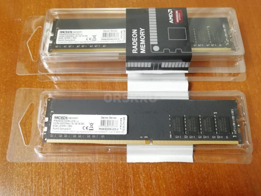 Оперативная память DIMM ddr4 16Gb (2x8гб) 3200мГц AMD R948G3206U2S-U Новая открывалась для проверки/ - Орск