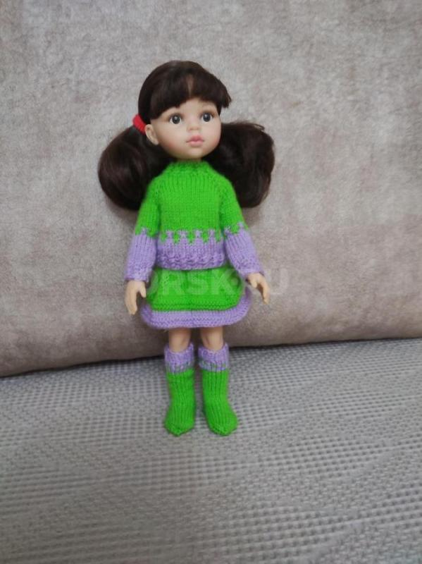 Продам вязаный комплект одежды на куклу Паола Рейна ростом 32 см. - Орск