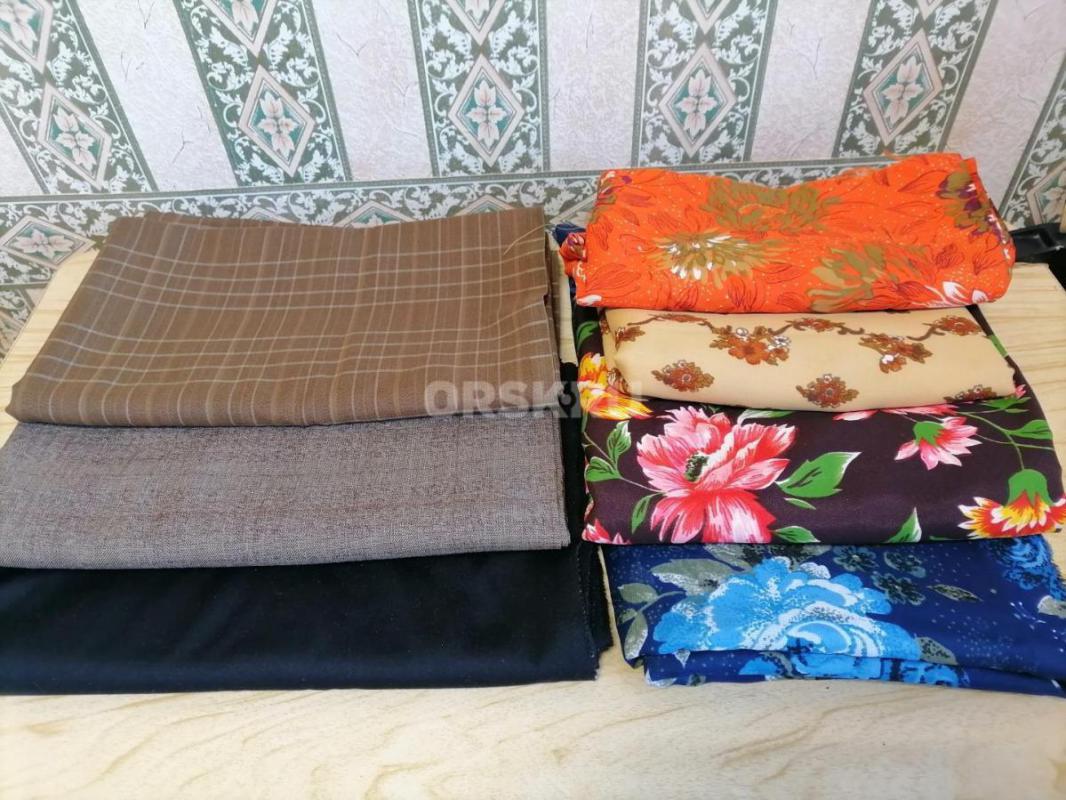 Ткани разные: х/б - ситец, сатин, фланель, полотенечная вафельная, наперник, шёлк, трикотаж чёрный, - Орск