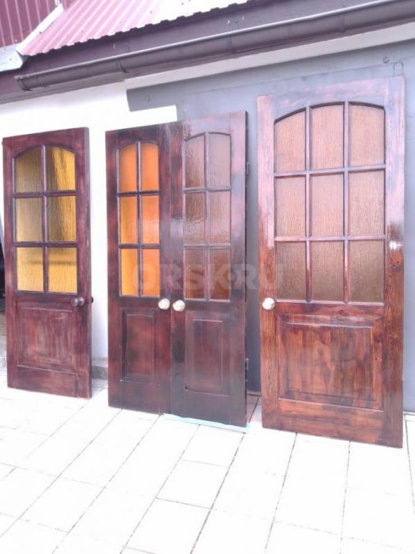 Двери межкомнатные натуральное дерево со стеклом   2 двери  одностворчатые  и одна 2х створчатая - Орск