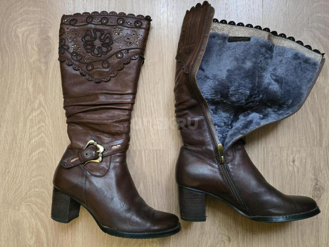 Сапоги зимние,натуральная кожа,мех.с пряжкой 37 размер. - Орск